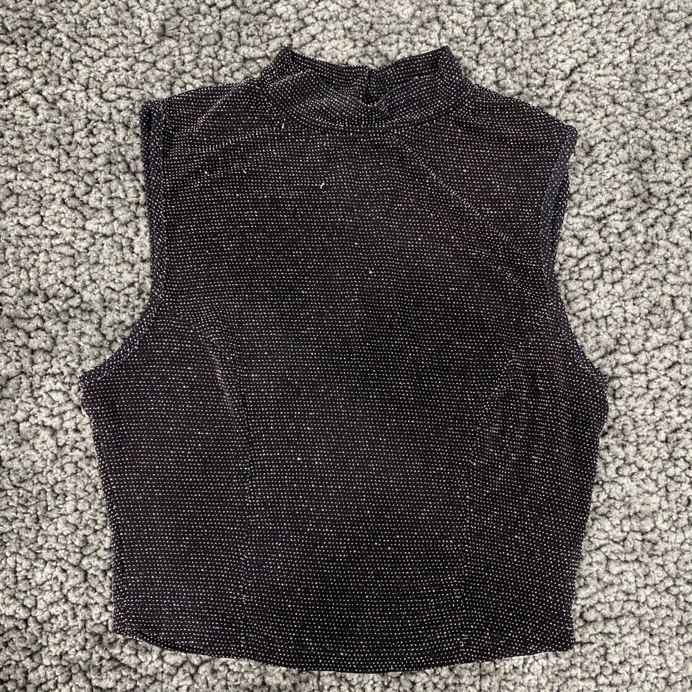 Womens A'GACI Stardust Disco High Neck Crop Top Size L